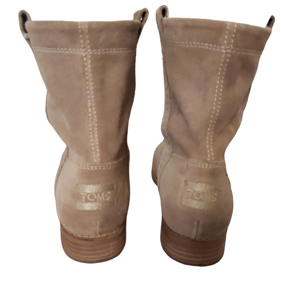 NWT Toms Tan Suede Pull On Slouch Ankle Booties. Amphora Burnished Suede Size 8 - Picture 4 of 16